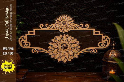 Sunflower Name Plate Laser Cut SVG Design SVG Regulrcrative 