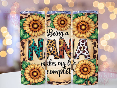 Sunflower Nana 20oz Tumbler Wrap, Sunflower Tumbler Design, Being A Nana Cup, 20oz Sublimation Wrap, Grandma Gift Idea, Floral Tumbler Wrap, Sunshine Nana Design Sublimation SvggirlplusArt 