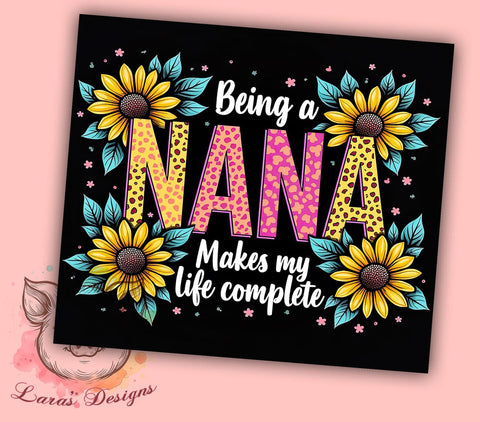 Sunflower Nana Gift Ideas Floral Tumbler Wrap, Sunflower Design, 20oz Tumbler, Sublimation Wrap, Grandmother Gift, Floral Drinkware, Nana Gift Ideas Sublimation Lara' s Designs 