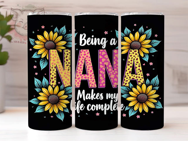 Sunflower Nana Gift Ideas Floral Tumbler Wrap, Sunflower Design, 20oz Tumbler, Sublimation Wrap, Grandmother Gift, Floral Drinkware, Nana Gift Ideas Sublimation Lara' s Designs 
