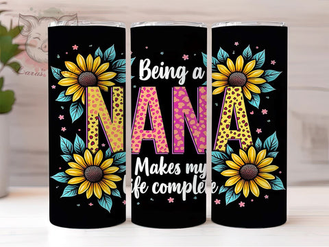 Sunflower Nana Gift Ideas Floral Tumbler Wrap, Sunflower Design, 20oz Tumbler, Sublimation Wrap, Grandmother Gift, Floral Drinkware, Nana Gift Ideas Sublimation Lara' s Designs 
