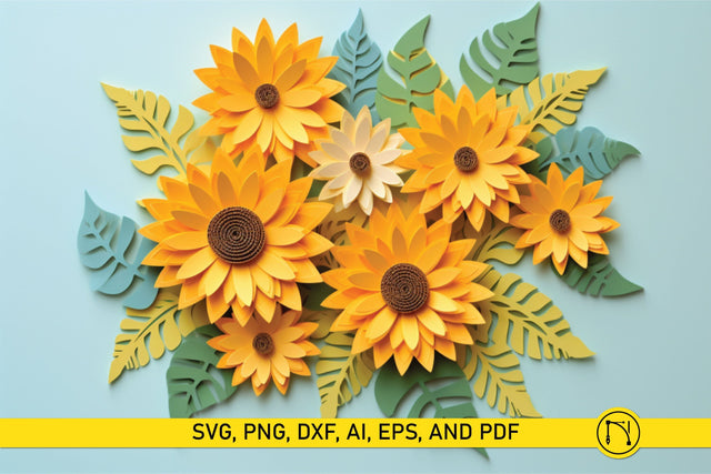 Sunflower Paper Flower Template SVG Bundle SVG MD JOYNAL ABDIN 