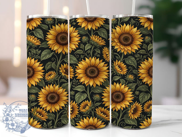 Sunflower Pattern 20oz Tumbler, Sunflower Pattern, Sunflower Tumbler, Sunflower Wrap PNG, Floral Sunflower, Sunflower PNG, 20oz Tumbler Wrap, Summer Tumbler PNG Sublimation ToriDesigns 