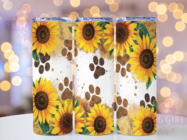 Sunflower Paw Print Dog Lover Tumbler, Dog Lover Tumbler Wrap, 20oz Sublimation Tumbler, Pet Lover Sunflower Tumbler, Floral Dog Paw Tumbler, Rustic Sunflower Tumbler, Cute Pet Tumbler Design Sublimation SvggirlplusArt 