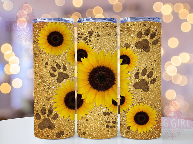 Sunflower Paw Print Dog Lover Tumbler, Dog Lover Tumbler Wrap, 20oz Sublimation Tumbler, Pet Lover Sunflower Tumbler, Floral Dog Paw Tumbler, Rustic Sunflower Tumbler, Cute Pet Tumbler Design Sublimation SvggirlplusArt 