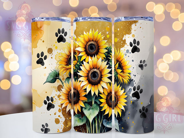 Sunflower Paw Print Dog Lover Tumbler, Dog Lover Tumbler Wrap, 20oz Sublimation Tumbler, Pet Lover Sunflower Tumbler, Floral Dog Paw Tumbler, Rustic Sunflower Tumbler, Cute Pet Tumbler Design Sublimation SvggirlplusArt 