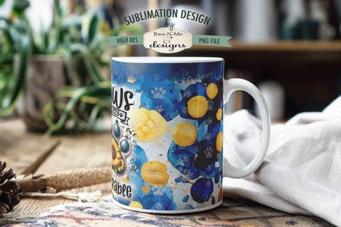 Sunflower Paw Print Pawsitively Adorable Dog Lover Sublimation Mug - 11 & 15 oz Sublimation Ewe-N-Me Designs 