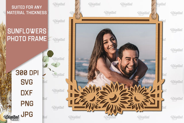 Sunflower Photo Frame Laser Cut. Sunflower SVG SVG Evgenyia Guschina 