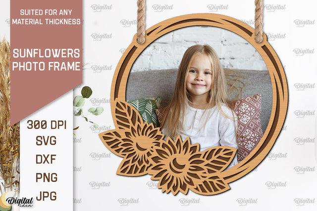 Sunflower Photo Frame Laser Cut. Sunflower SVG SVG Evgenyia Guschina 