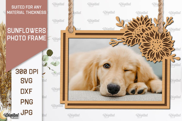 Sunflower Photo Frame Laser Cut. Sunflower SVG SVG Evgenyia Guschina 