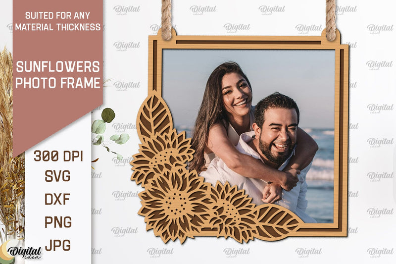 Sunflower Photo Frame Laser Cut. Sunflower SVG SVG Evgenyia Guschina 