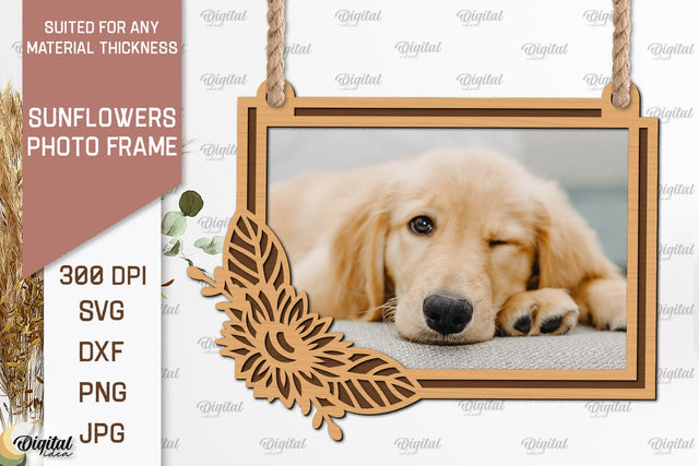 Sunflower Photo Frame Laser Cut. Sunflower SVG SVG Evgenyia Guschina 