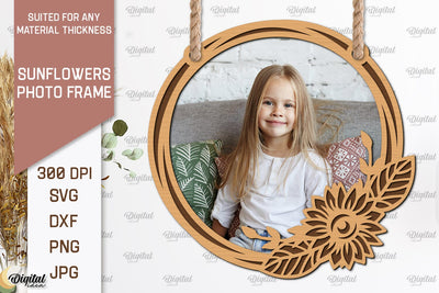 Sunflower Photo Frame Laser Cut. Sunflower SVG SVG Evgenyia Guschina 