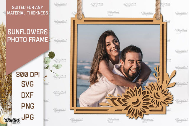 Sunflower Photo Frame Laser Cut. Sunflower SVG SVG Evgenyia Guschina 