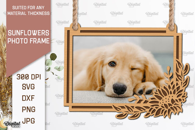 Sunflower Photo Frame Laser Cut. Sunflower SVG SVG Evgenyia Guschina 