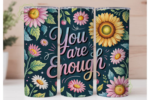 Sunflower Pink Floral 20oz Tumbler Wrap Sublimation PixelChick 