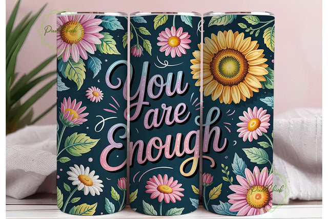 Sunflower Pink Floral 20oz Tumbler Wrap Sublimation PixelChick 