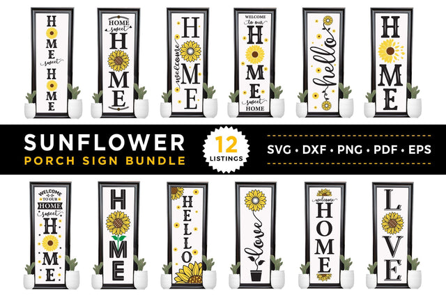 Sunflower Porch Sign SVG Bundle SVG CraftLabSVG 