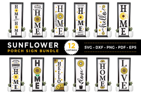 Sunflower Porch Sign SVG Bundle SVG CraftLabSVG 