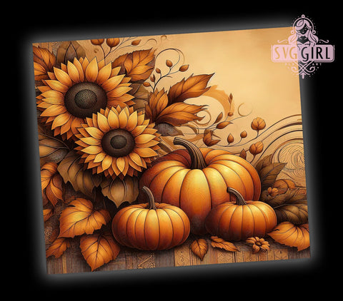 Sunflower Pumpkin 20oz Tumbler Wrap Sublimation Design, Straight Tapered Tumbler Wrap, Floral Autumn Tumbler Png, Instant Digital Download Sublimation SvggirlplusArt 