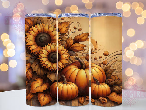 Sunflower Pumpkin 20oz Tumbler Wrap Sublimation Design, Straight Tapered Tumbler Wrap, Floral Autumn Tumbler Png, Instant Digital Download Sublimation SvggirlplusArt 