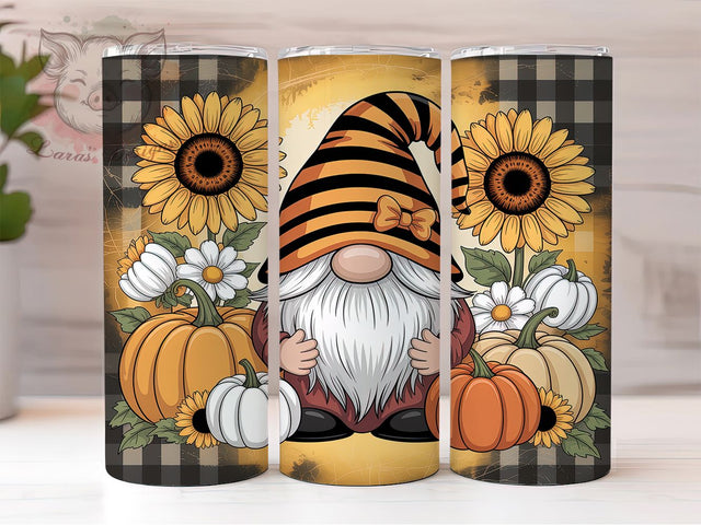 Sunflower Pumpkin Fall Gnome Tumbler, Sunflower Wrap Design, Pumpkin Sublimation PNG, Autumn Farmhouse Style, Cozy Fall Aesthetic, 20oz Tumbler Sublimation, Rustic Harvest Design Sublimation Lara' s Designs 