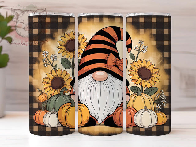 Sunflower Pumpkin Fall Gnome Tumbler, Sunflower Wrap Design, Pumpkin Sublimation PNG, Autumn Farmhouse Style, Cozy Fall Aesthetic, 20oz Tumbler Sublimation, Rustic Harvest Design Sublimation Lara' s Designs 