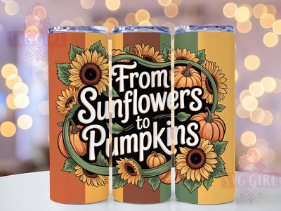 Sunflower Pumpkin Fall Harvest Tumbler, Fall Transition Wrap, 20oz Sublimation Design, Autumn Harvest Tumbler, Seasonal Flower To Pumpkin Wrap, Rustic Fall Drinkware, Cozy Autumn Design Sublimation SvggirlplusArt 