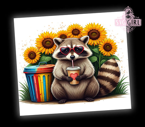 Sunflower Raccoon 20oz Tumbler, Sunflower Design, 20oz Tumbler Wrap, Animal Lover Gift, Cute Raccoon Gift, Floral Tumbler, Custom Drinkware Sublimation SvggirlplusArt 