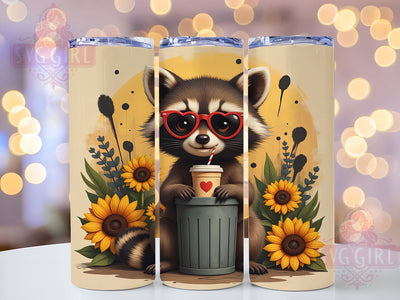 Sunflower Raccoon 20oz Tumbler, Sunflower Design, 20oz Tumbler Wrap, Animal Lover Gift, Cute Raccoon Gift, Floral Tumbler, Custom Drinkware Sublimation SvggirlplusArt 
