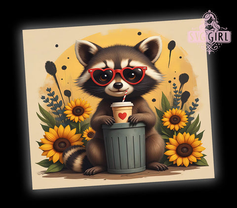Sunflower Raccoon 20oz Tumbler, Sunflower Design, 20oz Tumbler Wrap, Animal Lover Gift, Cute Raccoon Gift, Floral Tumbler, Custom Drinkware Sublimation SvggirlplusArt 