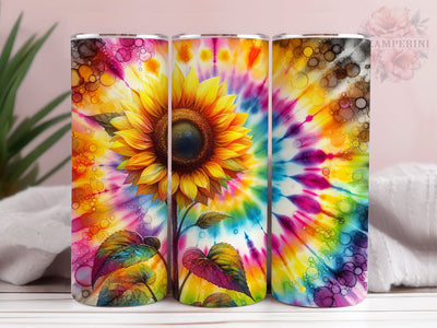 Sunflower Rainbow 20oz Tumbler Wrap PNG, Straight & Tapered Tumbler Wrap, Tie Dye Sunflower Tumbler PNG, Instant Digital Download Sublimation Li Zamperini 