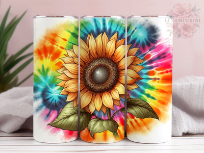 Sunflower Rainbow 20oz Tumbler Wrap PNG, Straight & Tapered Tumbler Wrap, Tie Dye Sunflower Tumbler PNG, Instant Digital Download Sublimation Li Zamperini 