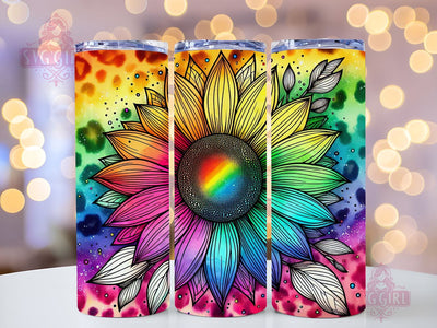 Sunflower Rainbow 20oz Tumbler Wrap Sublimation Design, Straight Tapered Tumbler Wrap, Colorful Sunflower Leopard Tumbler Png, Instant Digital Download Sublimation SvggirlplusArt 