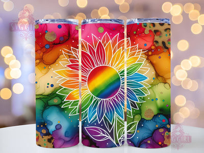 Sunflower Rainbow 20oz Tumbler Wrap Sublimation Design, Straight Tapered Tumbler Wrap, Colorful Sunflower Leopard Tumbler Png, Instant Digital Download Sublimation SvggirlplusArt 