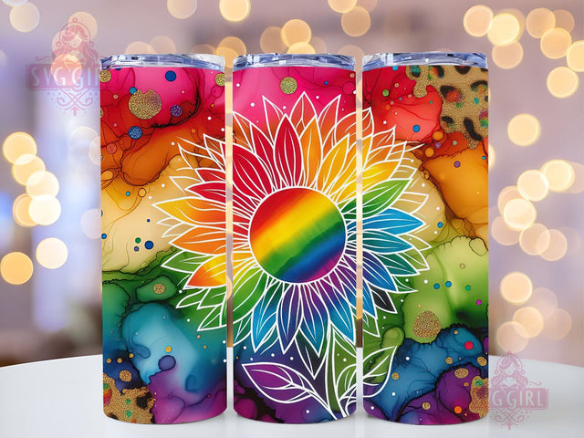 Sunflower Rainbow 20oz Tumbler Wrap Sublimation Design, Straight Tapered Tumbler Wrap, Colorful Sunflower Leopard Tumbler Png, Instant Digital Download Sublimation SvggirlplusArt 