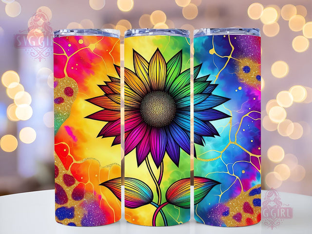 Sunflower Rainbow 20oz Tumbler Wrap Sublimation Design, Straight Tapered Tumbler Wrap, Colorful Sunflower Leopard Tumbler Png, Instant Digital Download Sublimation SvggirlplusArt 