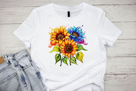 Sunflower Rainbow Watercolor Sublimation Bundle Sublimation Designangry 