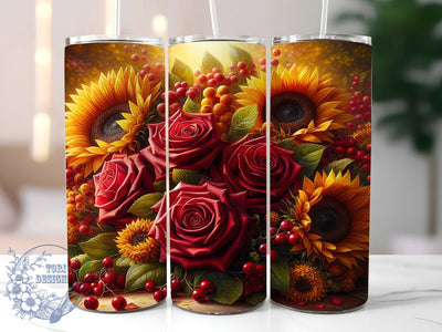 Sunflower Rose 20oz Tumbler, Floral Tumbler Wrap, Sublimation 20oz Tumbler, Beautiful Flower Art, Summer Garden Theme, Elegant Floral Gift, Nature Inspired Aesthetic Sublimation ToriDesigns 