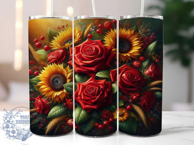 Sunflower Rose 20oz Tumbler, Floral Tumbler Wrap, Sublimation 20oz Tumbler, Beautiful Flower Art, Summer Garden Theme, Elegant Floral Gift, Nature Inspired Aesthetic Sublimation ToriDesigns 
