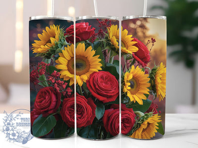 Sunflower Rose 20oz Tumbler, Floral Tumbler Wrap, Sublimation 20oz Tumbler, Beautiful Flower Art, Summer Garden Theme, Elegant Floral Gift, Nature Inspired Aesthetic Sublimation ToriDesigns 