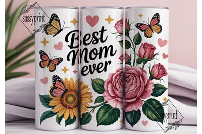 Sunflower Rose Mom Tumbler Wrap PNG Sublimation sassyprint 