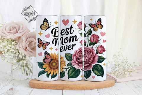 Sunflower Rose Mom Tumbler Wrap PNG Sublimation sassyprint 