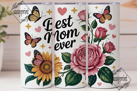 Sunflower Rose Mom Tumbler Wrap PNG Sublimation sassyprint 