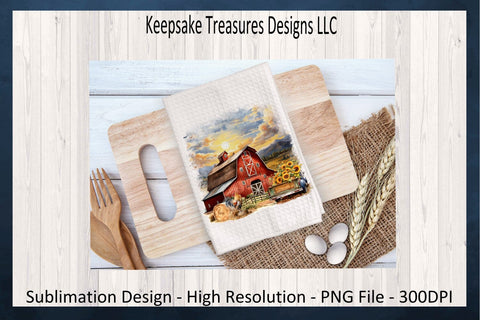 Sunflower Rustic Red Barn Farm Theme, Sublimation PNG Design Sublimation Keepsake Treasures Designs LLC. 