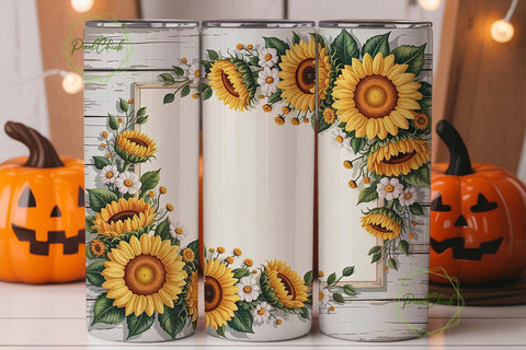 Sunflower Rustic Tumbler Wrap PNG Sublimation PixelChick 