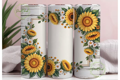 Sunflower Rustic Tumbler Wrap PNG Sublimation PixelChick 