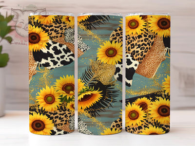 Sunflower Safari Glow 20oz Tumbler, Sunflower Motif, Safari Theme, Glow Effect, Wild Charm, Whimsical Style, Skinny Tumbler, Sublimation PNG Sublimation Lara' s Designs 
