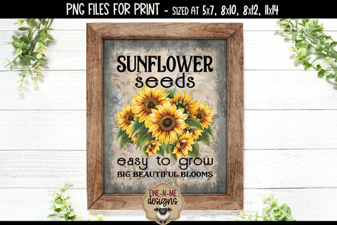 Sunflower Seeds Sublimation Design | Vintage Flower Seed PNG Sublimation Ewe-N-Me Designs 