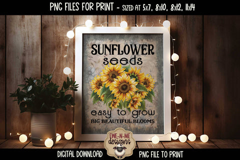 Sunflower Seeds Sublimation Design | Vintage Flower Seed PNG Sublimation Ewe-N-Me Designs 